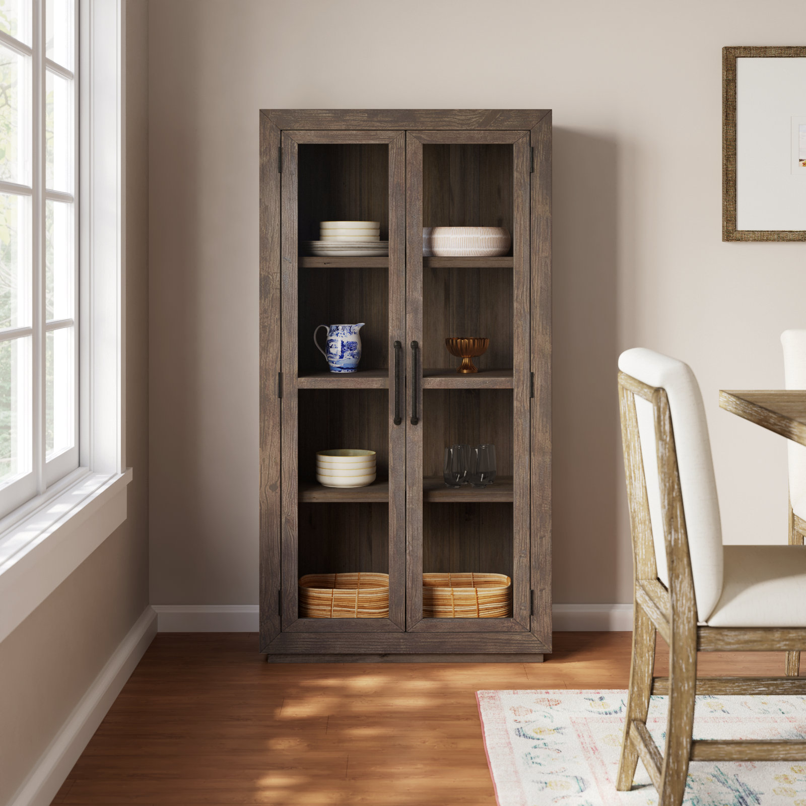 Kinston Dining Cabinet, Distressed Brown