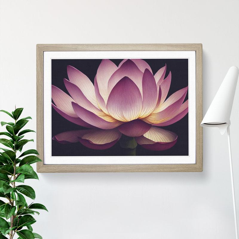 Intriguing Lotus Flower - Framed Print, 25cm H x 34cm W x 2cm D, Oak