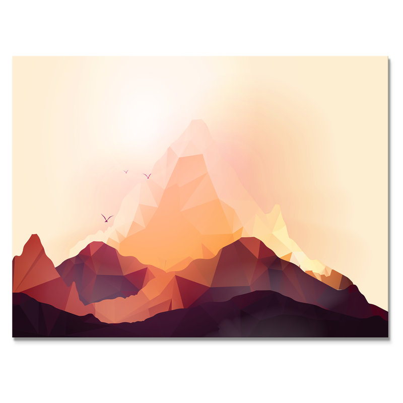 Geometric Mountain and Sunset I - Impression sur toile, H 16 po x l 32 po, Toile tendue