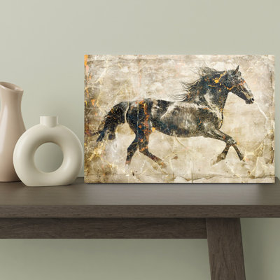 Art cheval doré doré abstrait rétro