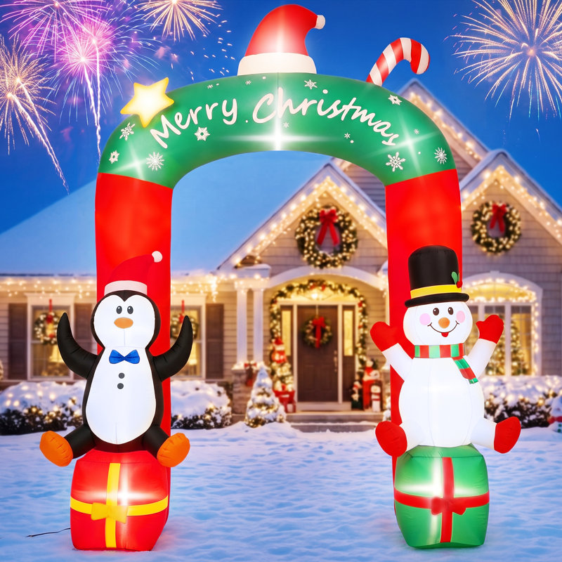 Décoration de jardin gonflable en forme de bonhomme de neige 9 pi avec lumières DEL intégrées