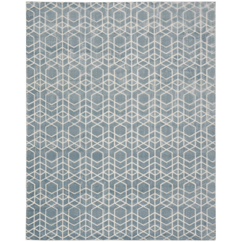 Nourison Washable Charm 9' x 12' Blue Ivory Modern Indoor Rug, Rectangle 9' x 12'