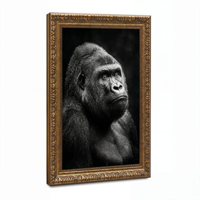 Walnut Gold Framed，Canvas Wall Art for Living Room, Bedroom, Office or Entryway – Decorative Wall Decor with Gorilla Portrait