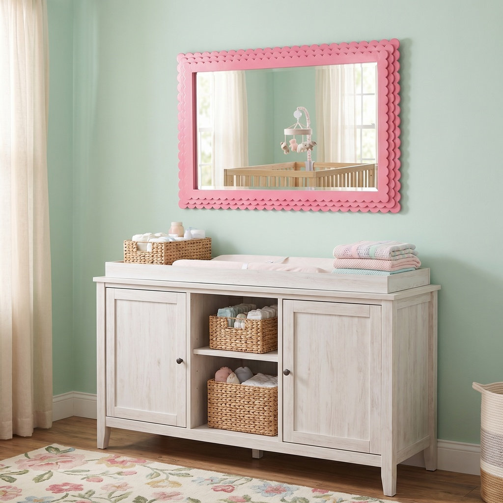 Pastel Scallop Mirror Blue, Pink