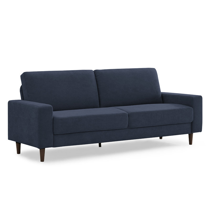 Elegido 213.1Cm Square Arms Sofa, Dark Blue Polyester Blend