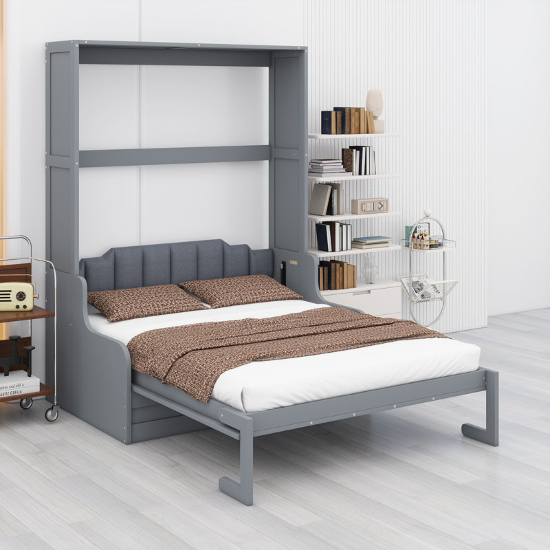Lit escamotable mural Murphy avec coussin, Gris