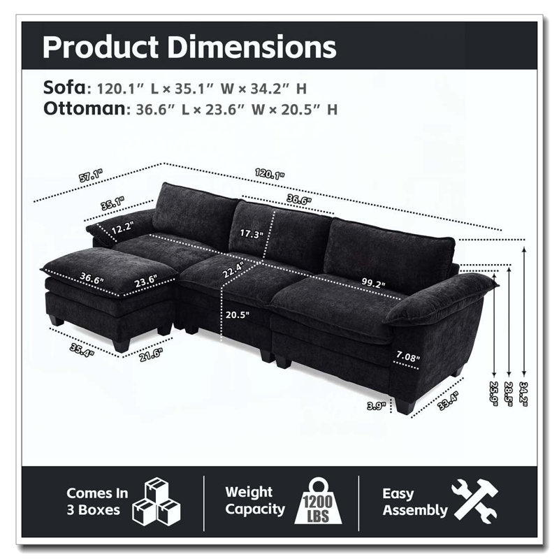 Canapé de luxe avec repose-pieds Furniture, Noir