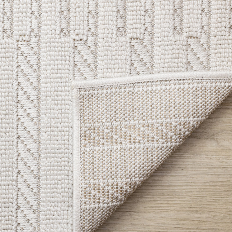 Tapis texturé à boucles crème Elijas, Rectangle 5 pi 3 po x 7 pi 7 po