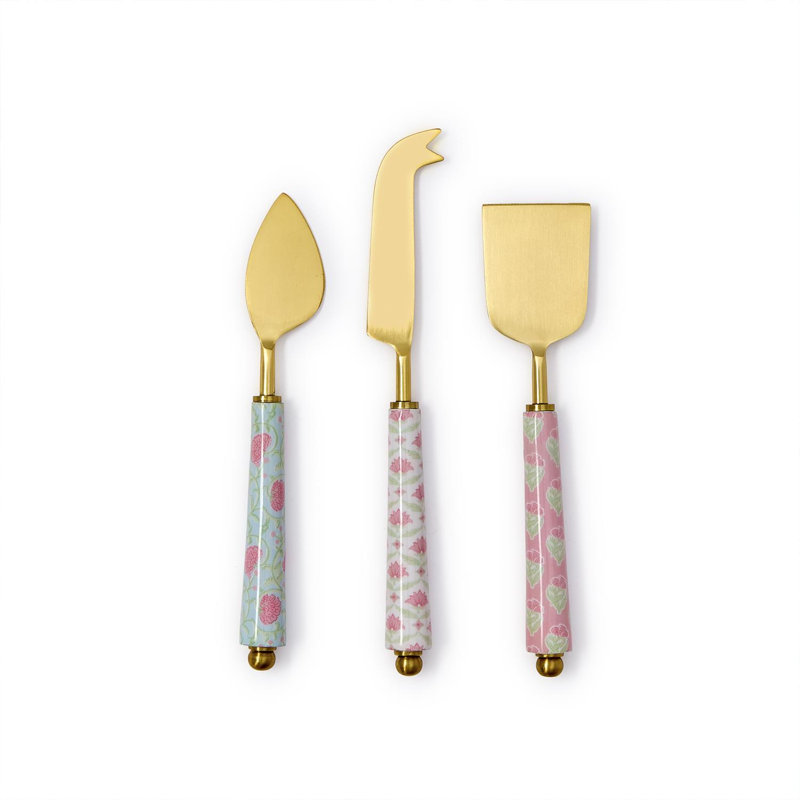 Ensemble de 3 couteaux à fromage Floral