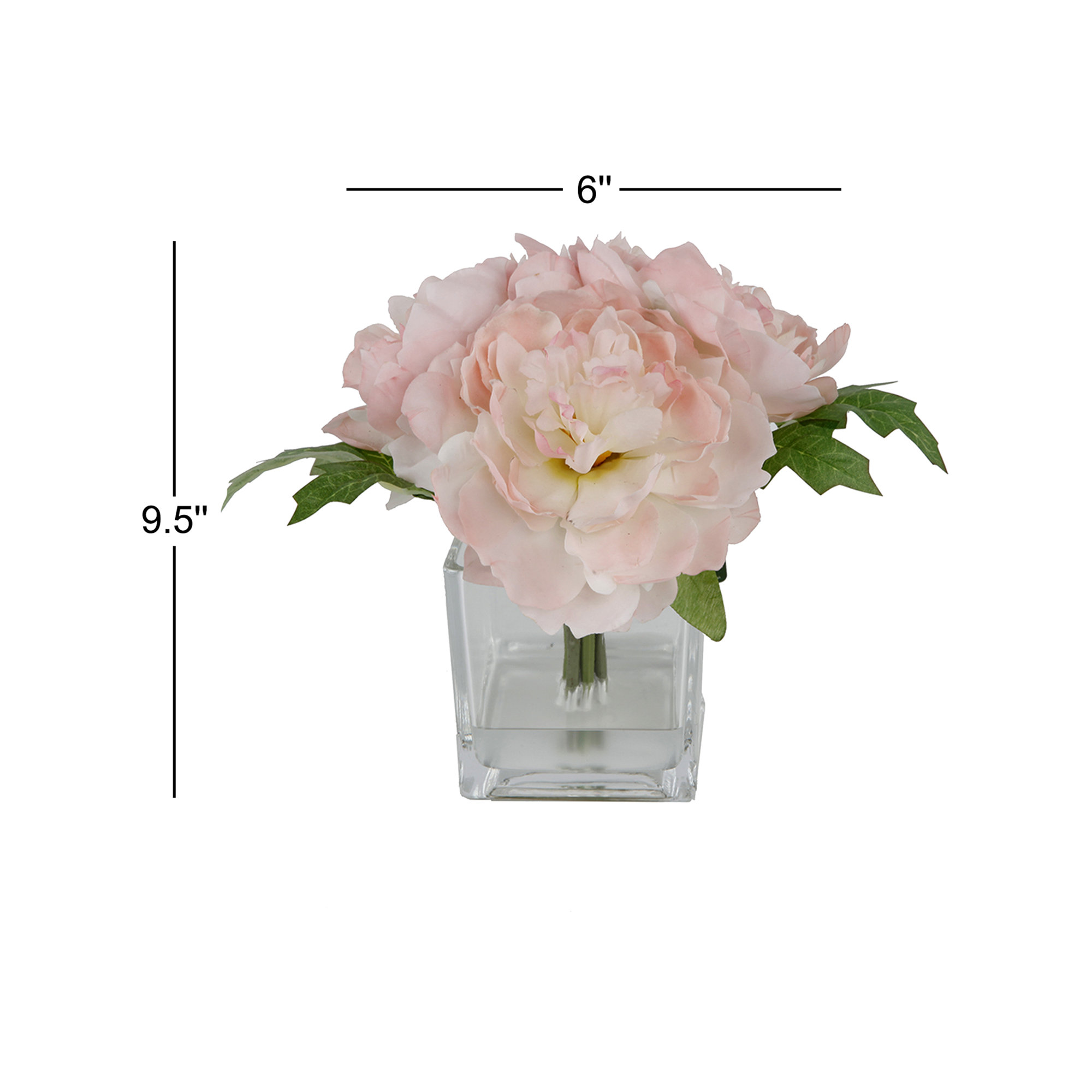 Villela Peony Floral Arrangement in Vase, Pink