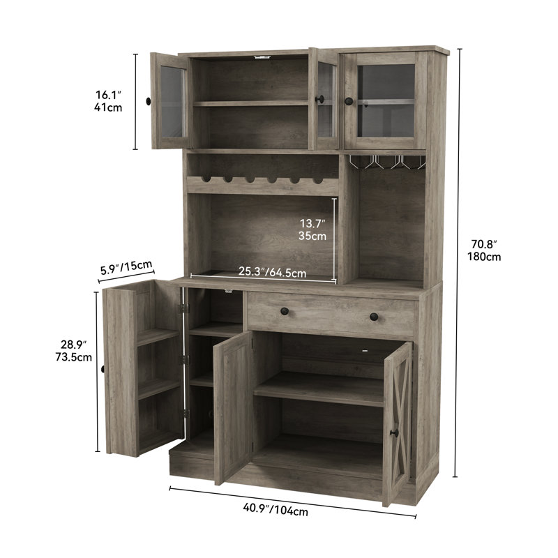 Armoire de rangement pour garde-manger Gracie Oaks, Gris