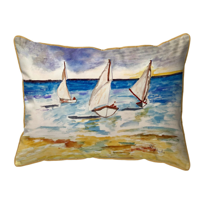 Coussin trois voiliers intérieur / extérieur, H 11 po x l 14 po