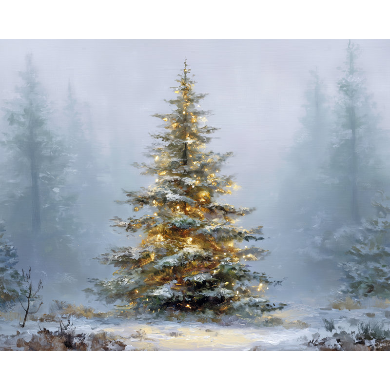 «Lone Tree with Winter Lights», art mural sur toile tendue, H 16 po x l 12 po