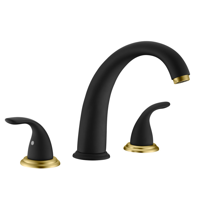 S2169S-CH-XX Sumerain 2 Handle Roman Tub Faucet,3 Hole Tub Faucet, Black/Gold