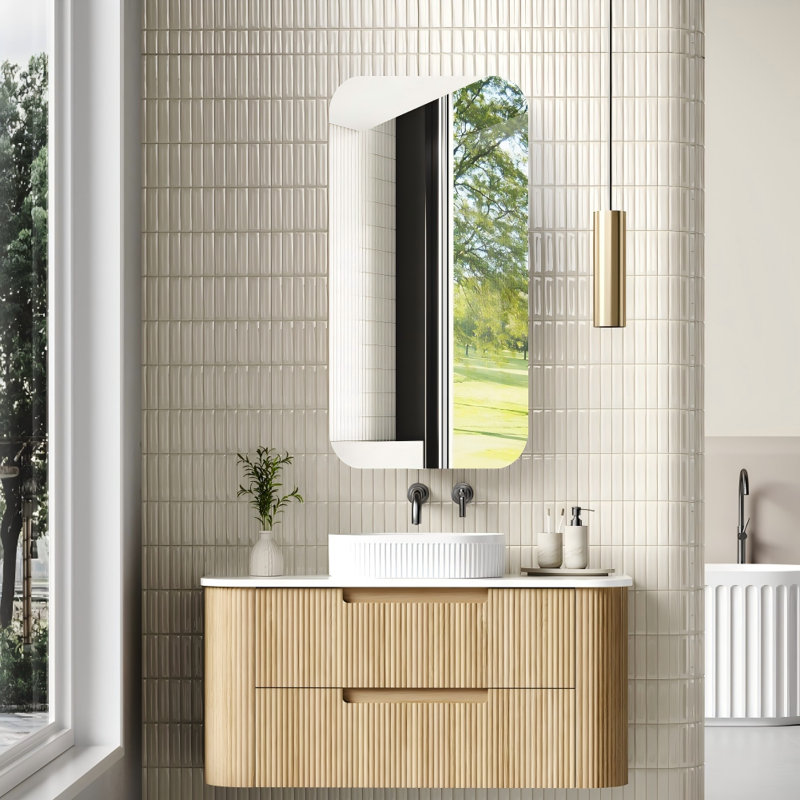 Armoire à pharmacie carrée couleur chêne | Armoire de rangement avec miroir Timber, Chêne naturel