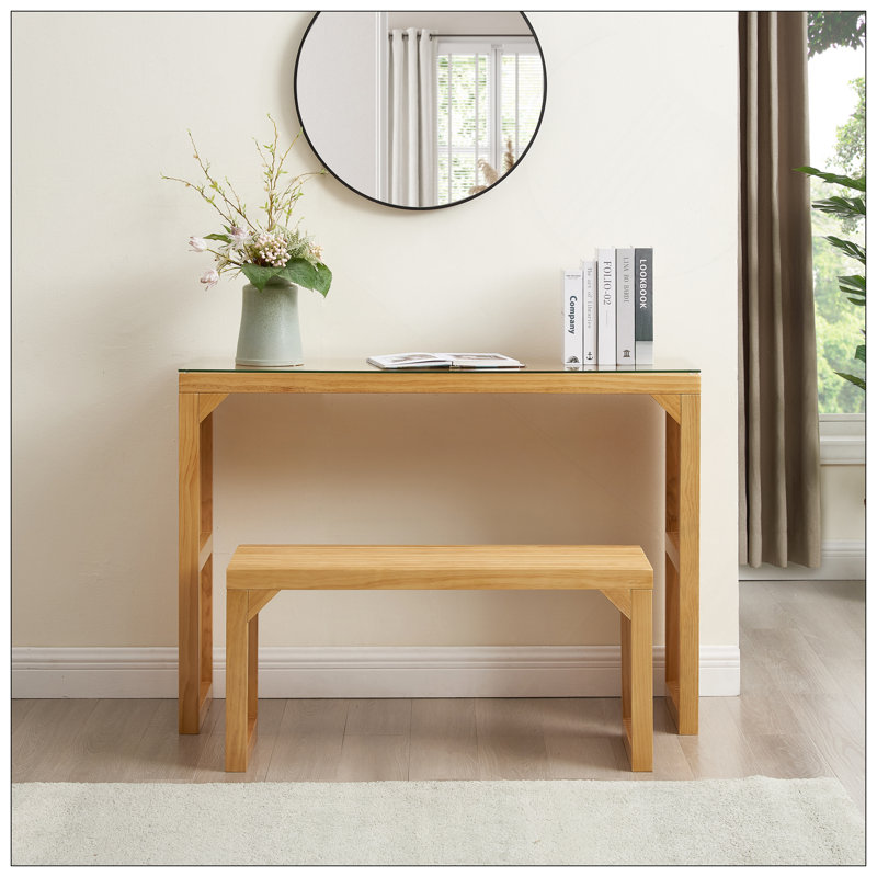 Ensemble de table et banc de salle à manger en pin naturel Natural