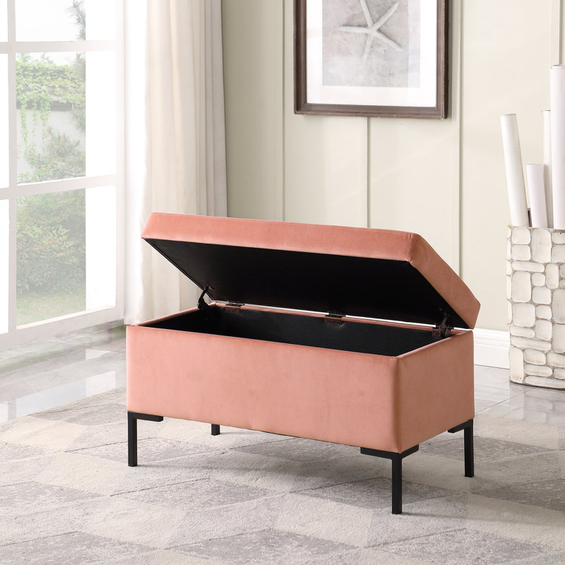 Briony Upholstered Flip Top Storage Bench, Blush