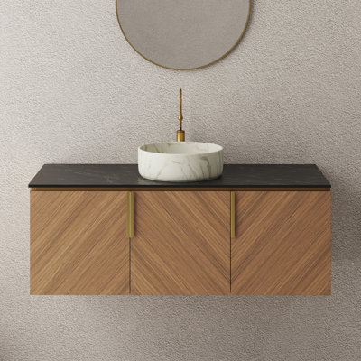 Armoire de salle de bain murale en contreplaqué avec 3 portes
