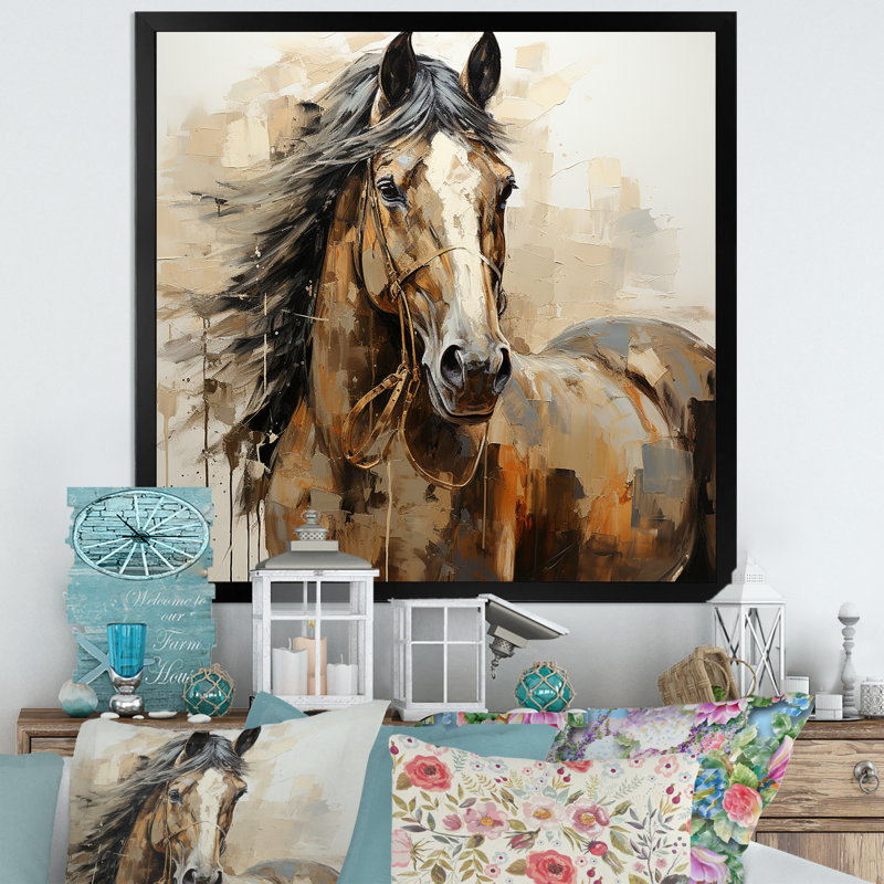 Cheval, liberté symbolique - impression sur toile, H 30 po x l 30 po x P 1 po, Cadre simple noir