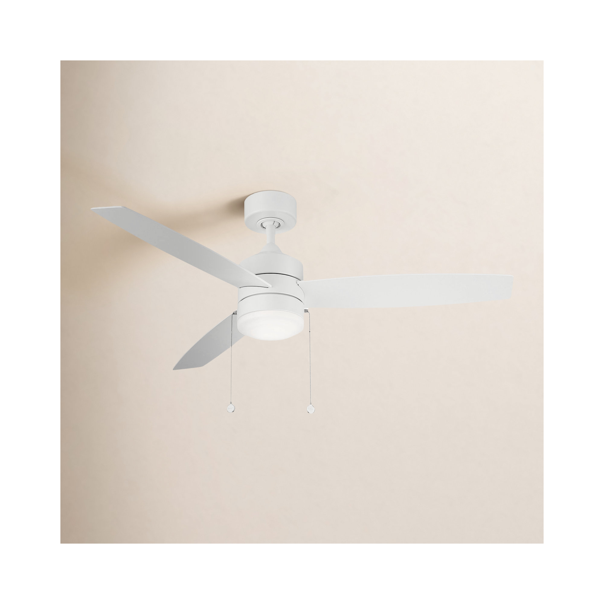 Atlantis 52'' 3 Blade Ceiling Fan with LED Light Kit, Matte White