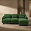 Canapé d'angle 3 places en L avec pouf amovible, canapé d'angle modulaire capitonné en chenille verte