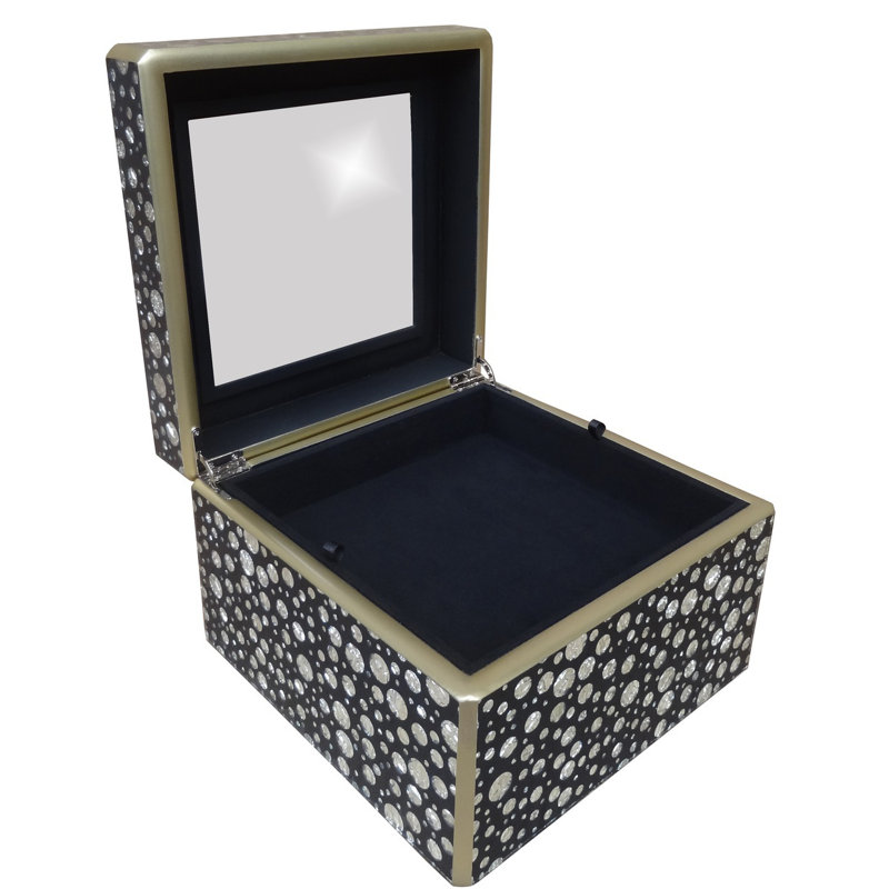 Reverse Painted Mirror Accessory Box, Blue/Silver