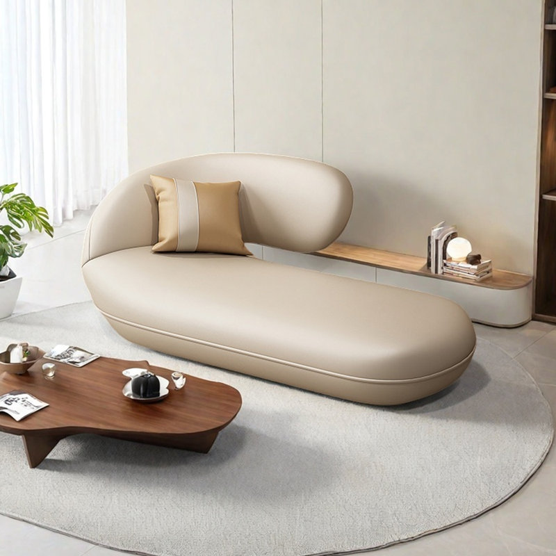Fauteuil inclinable en similicuir léger et luxueux, Orienté à gauche (vu de face), Beige