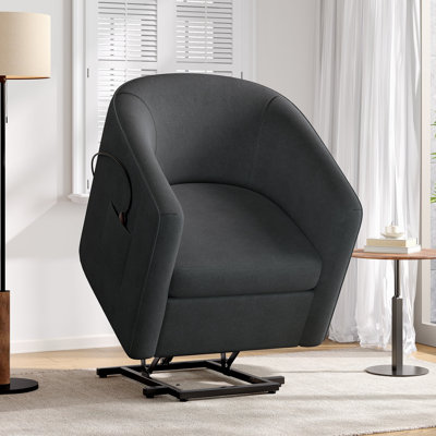 Fauteuil inclinable électrique inclinable électrique Power Lift avec repose-pieds et poche latérale pour personnes âgées, gris foncé