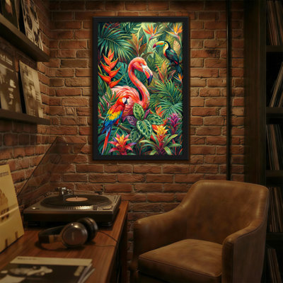Animals Tropical Birds And Lush Plants Pattern