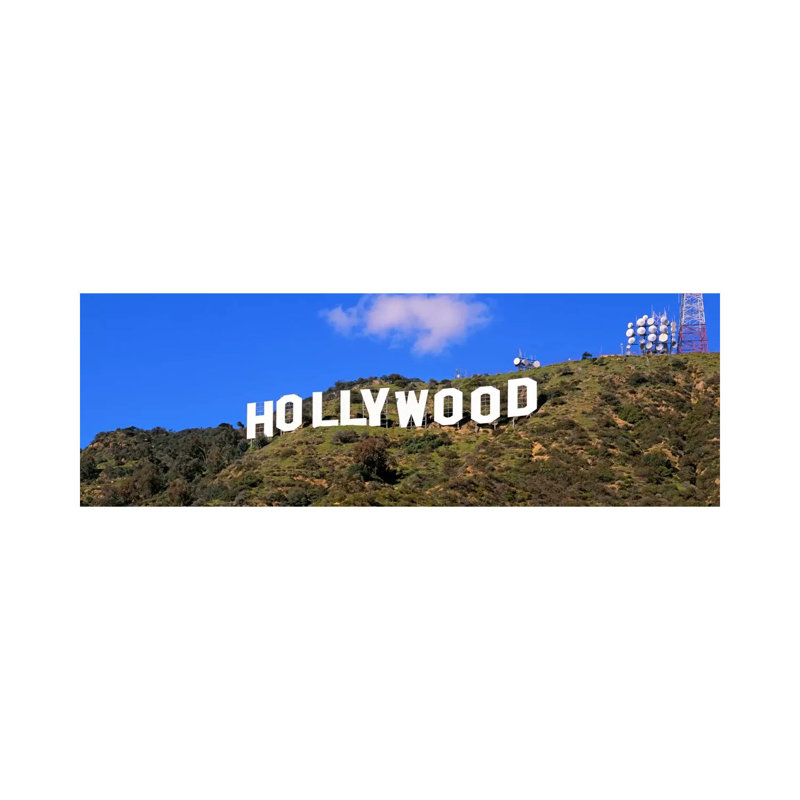 Low Angle View of a Hollywood Sign on a Hill, City of Los Angeles, California, USA 1 Piece Wrapped Canvas Panoramic Wall Art