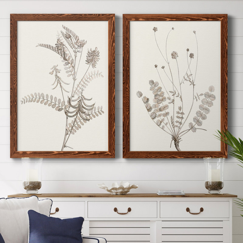 «Neutral Botanical Study VIIP», reproduction d'art encadrée - prête à être accrochée, H 43,5 po x l 31,5 po x P 1 po