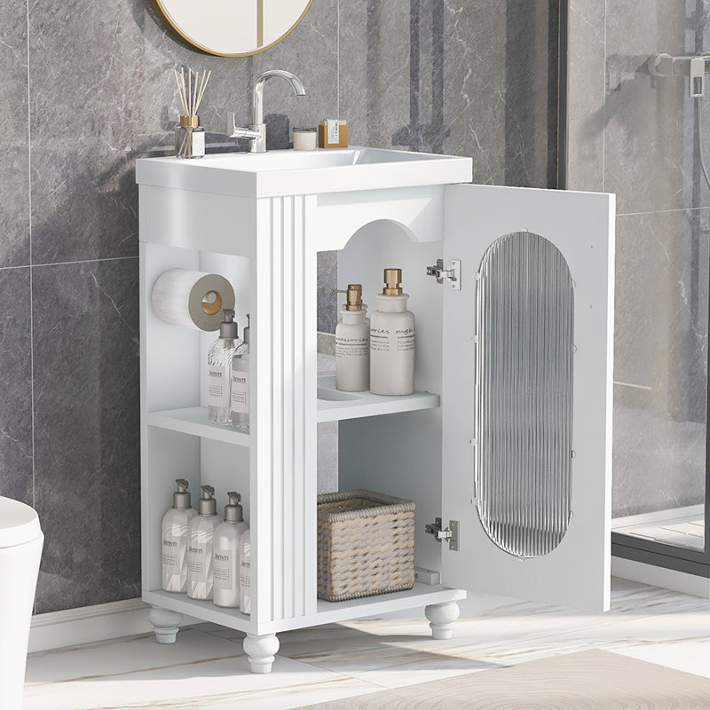 Meuble-lavabo simple avec plateau Dohn 20,01, Blanc