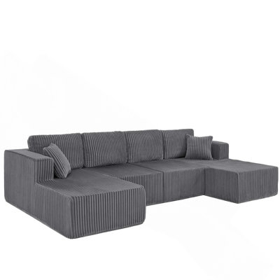 Modern Comfy Space-Saving U-Shaped Modular Sectional Sofa for Living Room Bedroom with Reversible Design and Easy Movement