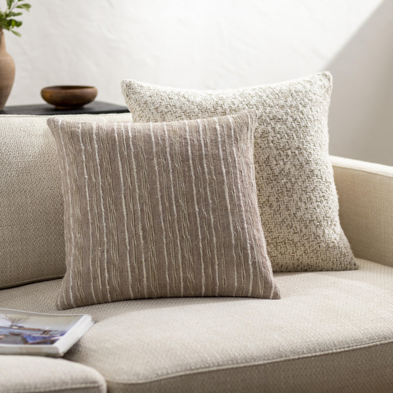 Ragnar Sequined Linen Throw Pillow, 22" x 22", Down