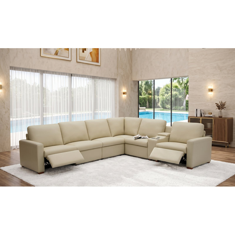 Canapé modulaire inclinable en cuir 132 po Hudson