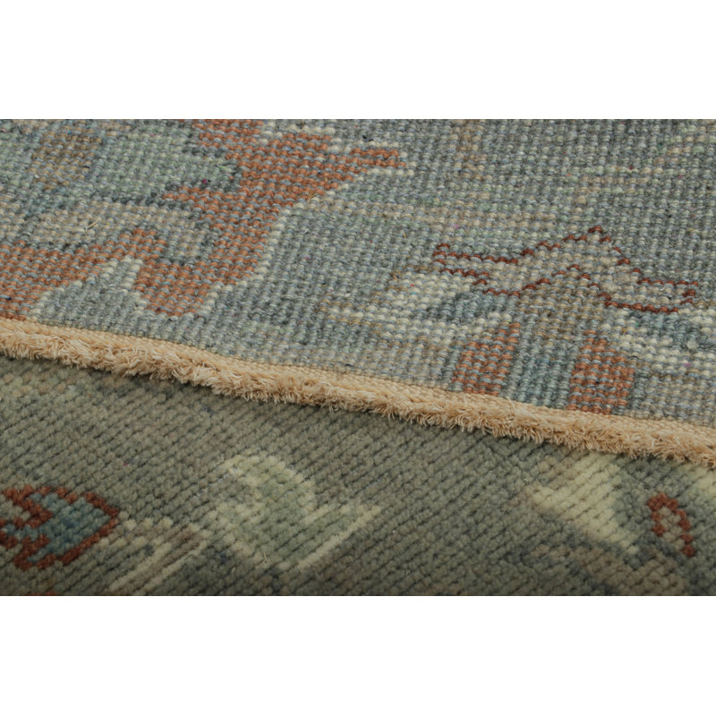 Rug & Kilim’S Persian Style Oushak Square Rug In Blue With Floral Patterns
