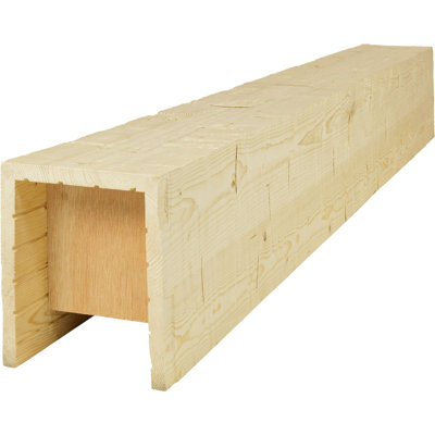 AmeriCraft Wood Hand Hewn Beam, 3-Sided (U-Beam), 9 1/2"W x 5 1/2"H x 120"L, Stain Grade Pine
