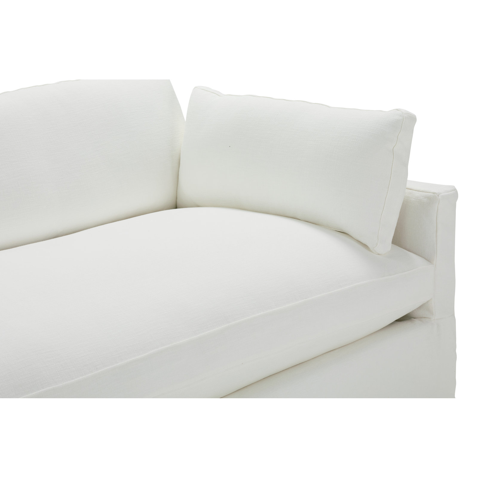 Sylvie Extra Long Sofa (Bench Cushion), White Polyester Blend (102CR-19), 37" H x 100" W x 44" D