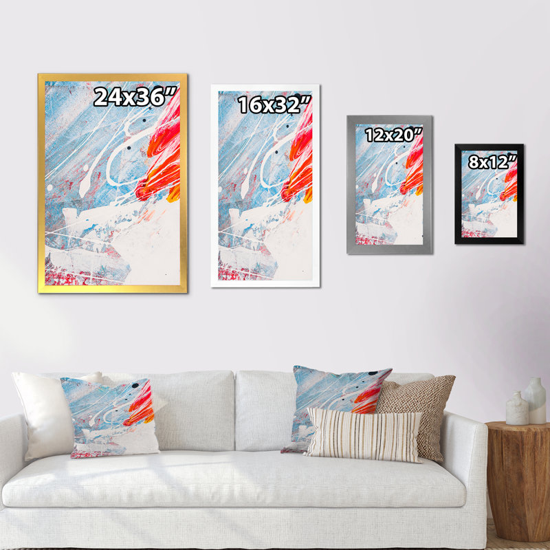 «Blue and Red Color Splatters», reproduction d'art sur toile encadrée, H 32 po x l 16 po x P 1 po, Cadre photo noir