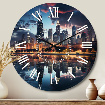 Chicago Beautiful Cityscape II - Chicago White Face Wall Clock
