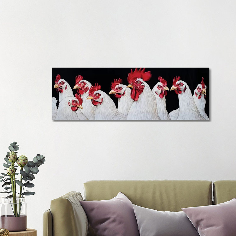 Coq et Harem - Reproduction d'art graphique panoramique sur toile, Toile tendue, H 16 po x l 48 po x 1,5 po