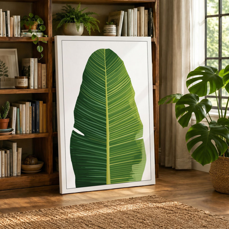 Tropical Leaf Study Botanical - Wrapped Canvas, 18x12 - 45.7 x 30.5 cm, Cream Border