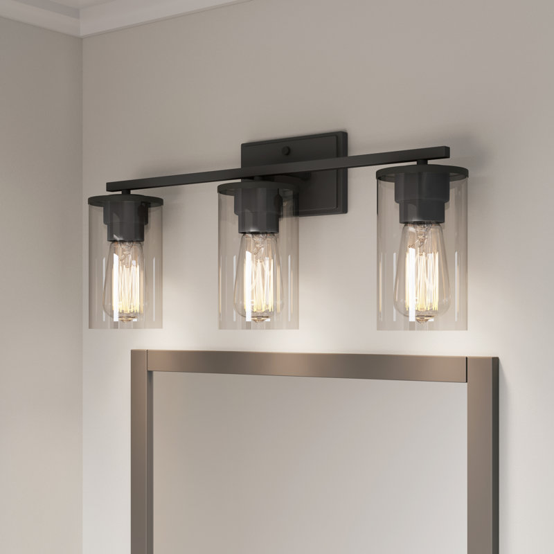 Luminaire à 3 lumières 22 po Bluntson Éclairage pour meuble-lavabo, Noir mat