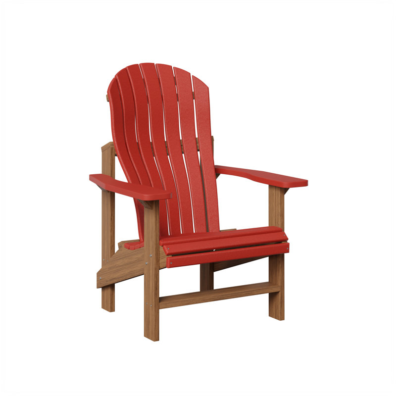 Berlin Gardens Contour Upright Adirondack Chair, Scarlet Red with Antique Mahogany