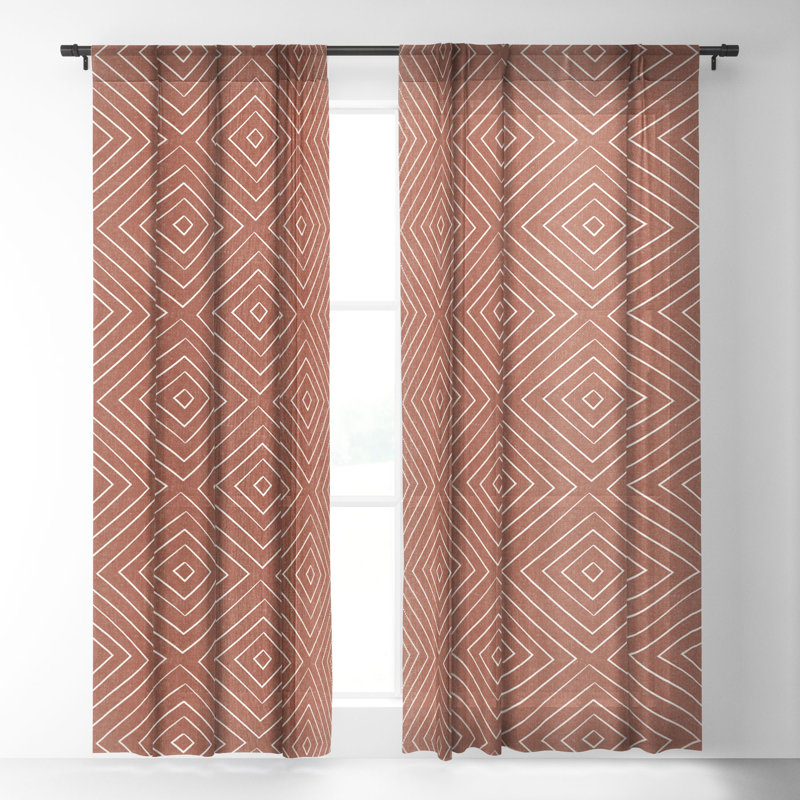 Sheer Curtain Pair, Cinnamon, 50" W x 63" L