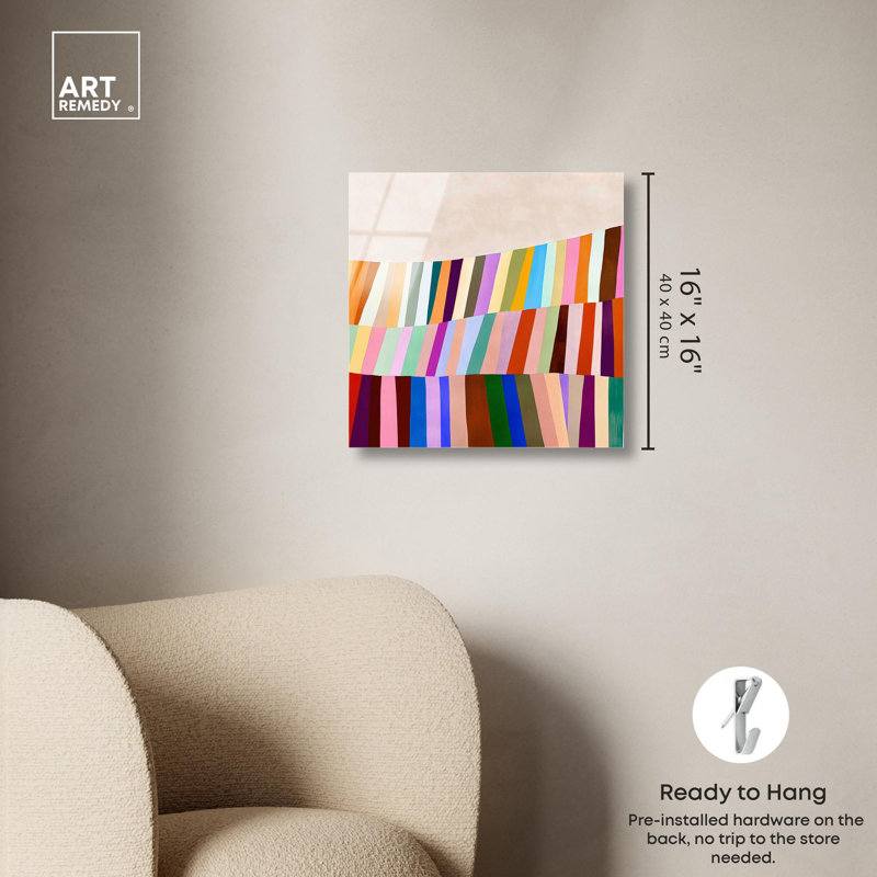 Rainbow Ribbon II, impression abstraite sur acrylique par Art Remedy, H 16 po x l 16 po