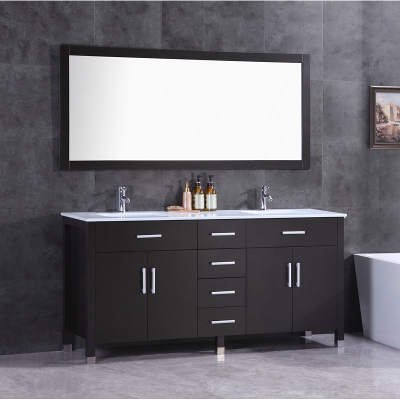 Ensemble de meuble-lavabo double 72 "avec miroir