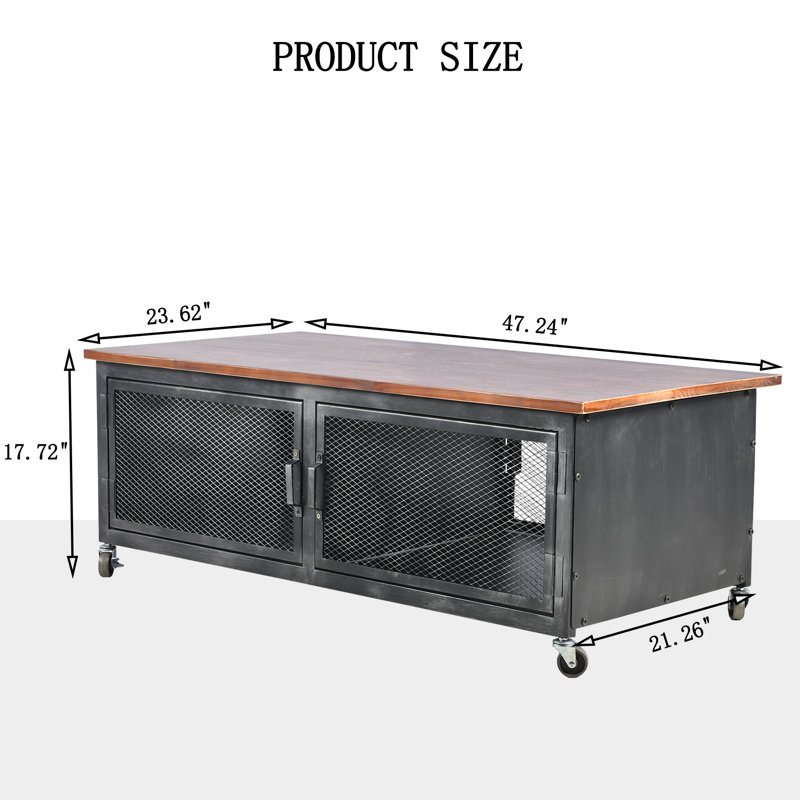 Buffet décoratif Keyanah, Brun / noir vieilli, H 17,72 po x l 47,24 po x P 23,62 po