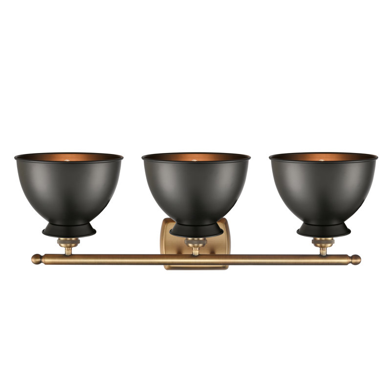 Éclairage pour meuble-lavabo à intensité variable 3 lumières Erastus, Ampoule DEL 6 watts Vinage, Noir mat, Laiton brossé