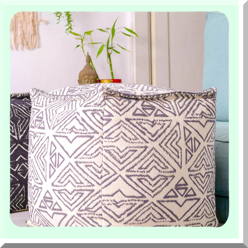 Luxury Boho Cube Pouf Cover - Artisan Room Decor Ottoman - Bohemian Chic Seating Pouffe Area